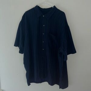 Van Heusen Mens Dress Shirt Size 3XL Short Sleeve Navy Button Collar Normcore